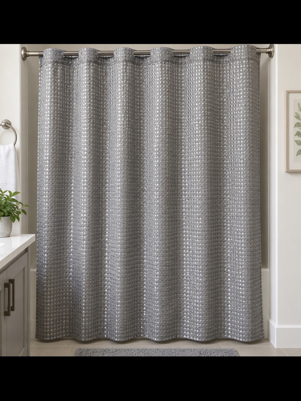SORTTO No Hook Shower Curtain Snap-In Liner Gray Polyester 71x74/70Wx54L Liner